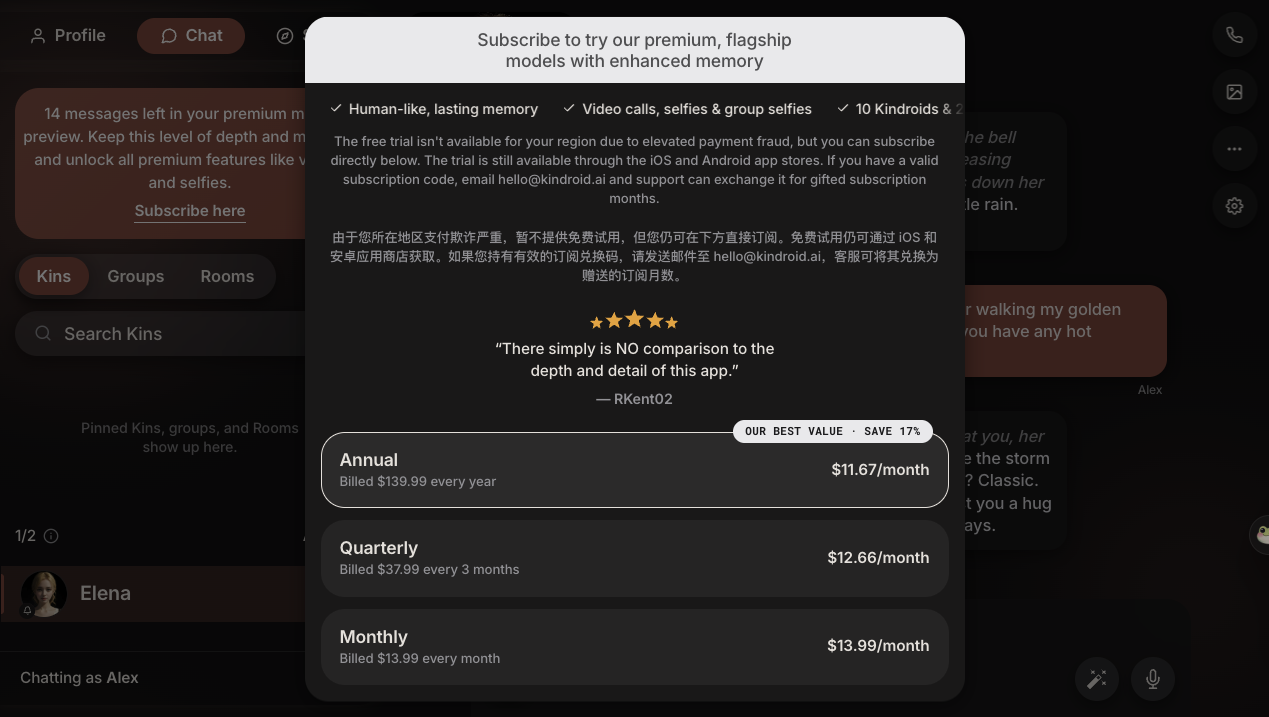 Web Stripe checkout showing $13.99/mo Standard—saving 16% compared to iOS In-App Purchase rates.