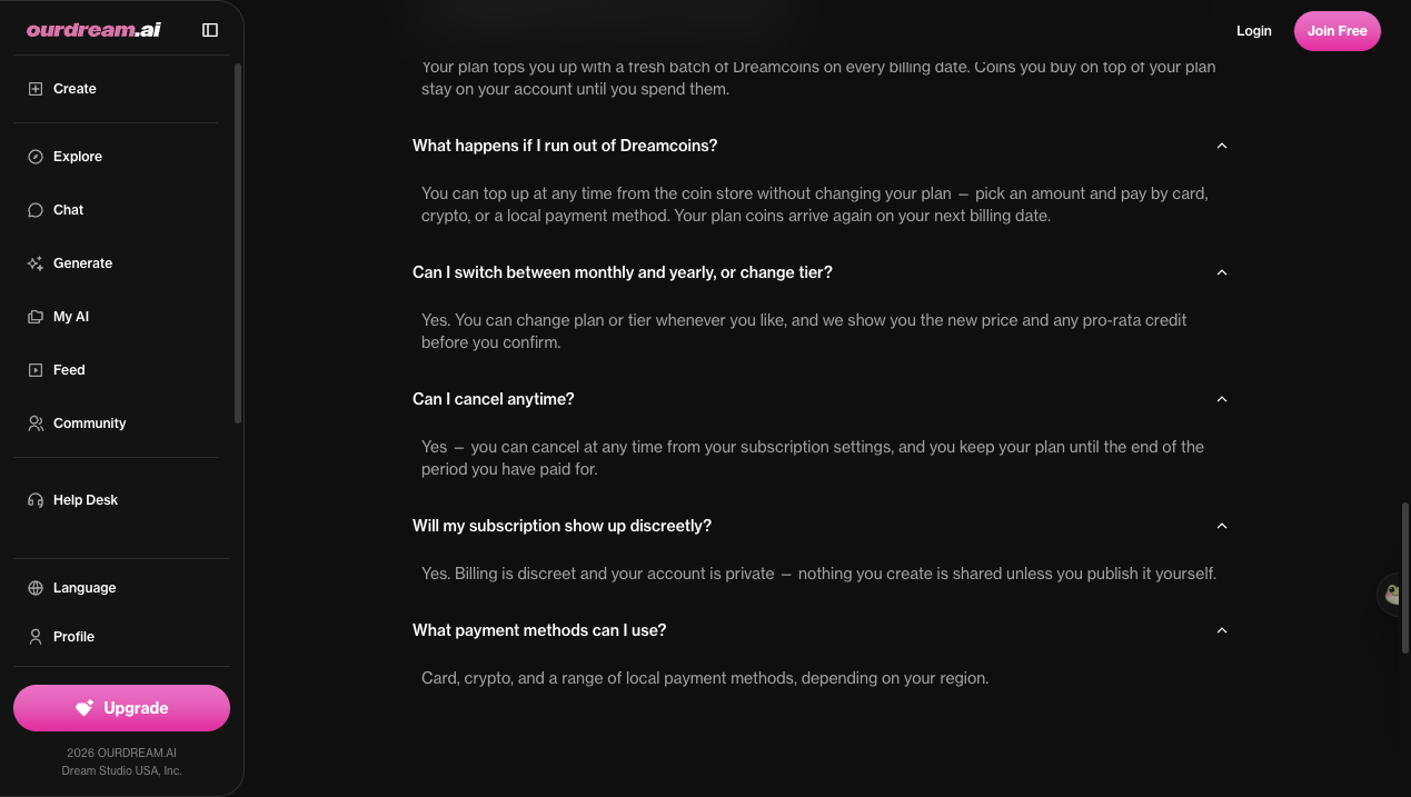 Live checkout modal: $19.99 for 1 month, $39.99 for 3 months, or $119.88/yr ($9.99/mo headline).